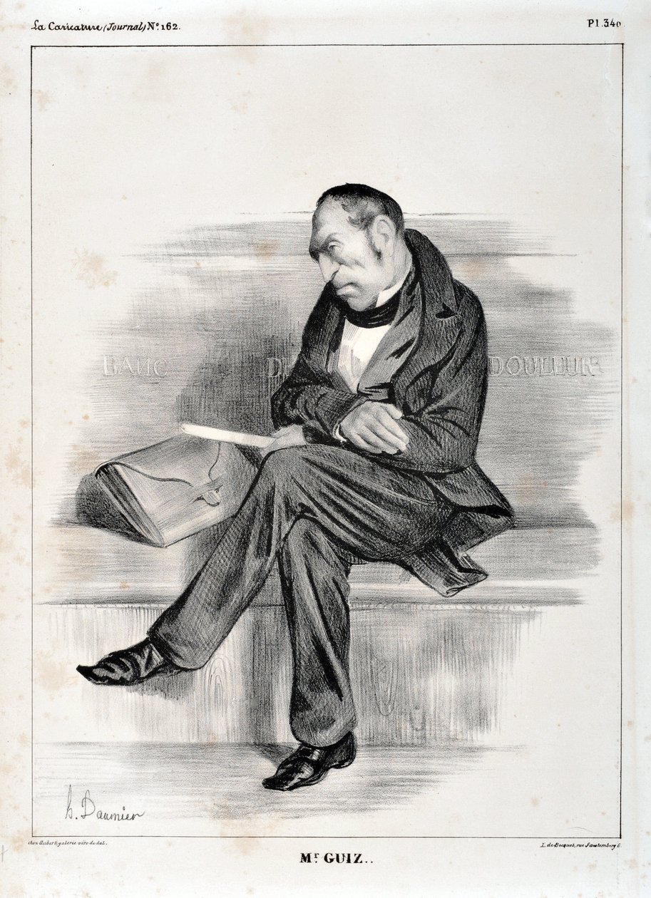 Opera di Honoré Daumier (1808-1879). Charivari del 1833: Serie Celebrites de la caricature M. Guiz... MUSEO DELLE BELLE ARTI - PALAZZO LONGCHAMP, MARSIGLIA da Honoré Daumier