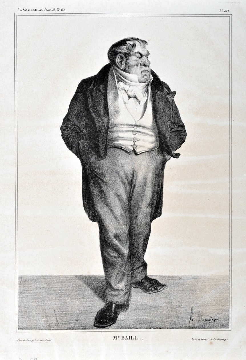 Opera di Honoré Daumier (1808-1879). Charivari del 1833: Serie Celebrites de la caricature Mr. Baill... MUSEO DELLE BELLE ARTI - PALAZZO LONGCHAMP, MARSIGLIA da Honoré Daumier