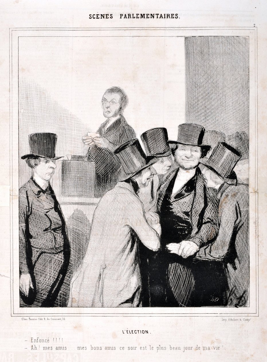 Opera di Honore Daumier (1808-1879). Charivari del 1843: Serie SCENES PARLIAMENTARY. L