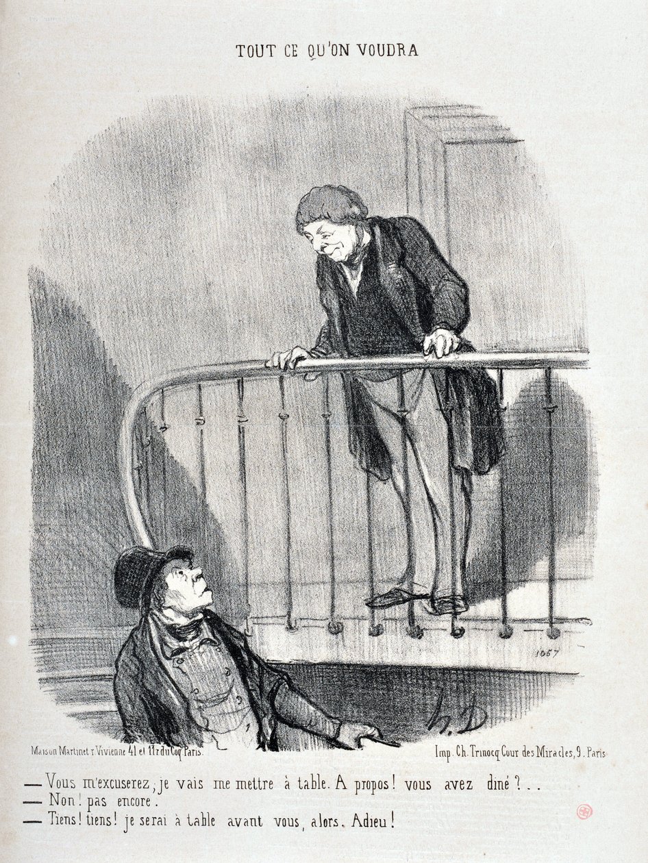 Opera di Honore Daumier (1808-1879). Charivari del 1853: Serie ALL WHAT YOU WILL WILL 