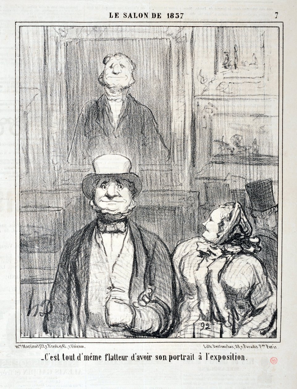 Opera di Honore Daumier (1808-1879) Charivari del 1857: Serie SALON DE 1857 "- È ancora lusinghiero avere il proprio ritratto all