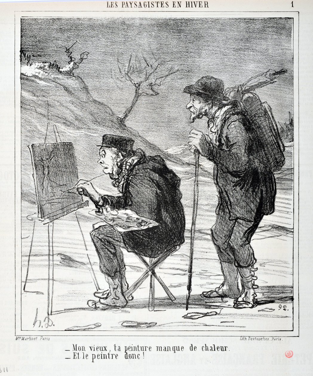 Serie I PAESAGGISTI IN INVERNO "-Vecchio mio, il tuo dipinto manca di calore -E il pittore anche!". MUSEE DES BEAUX ARTS - PALAIS LONGCHAMP, MARSEILLE da Honoré Daumier