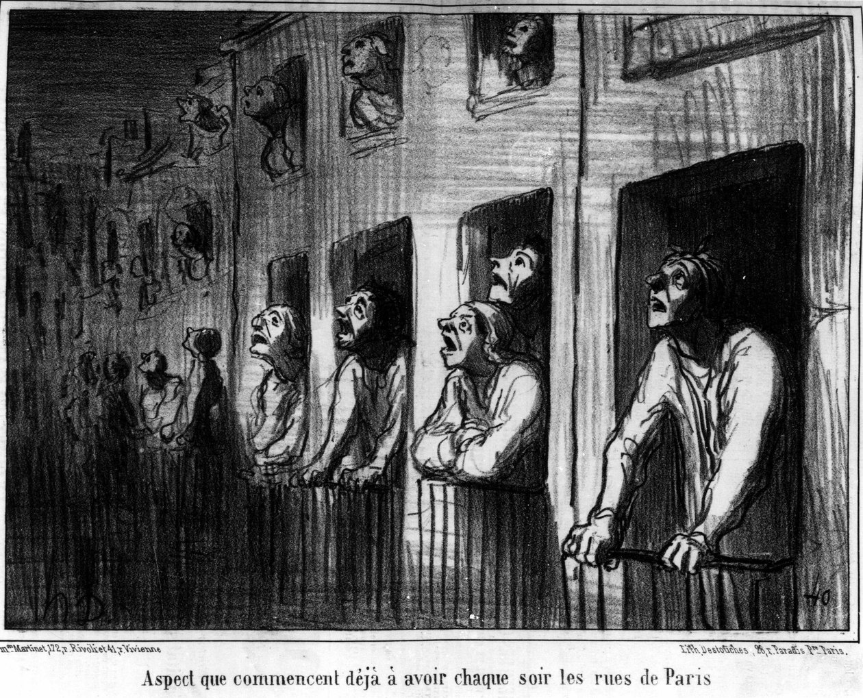 Aspetto che le strade di Parigi stanno già cominciando ad avere ogni notte, caricatura sulla Cometa del 1857 di Honoré Daumier, pubblicata in Charivari da Honoré Daumier