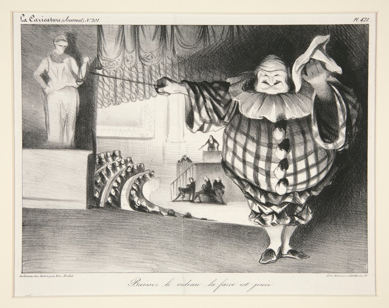 Baissez le rideau, la farce est jouée. (Abbassate il sipario, la farsa è finita.), pl. 421 dal giornale La Caricature n. 201 da Honoré Daumier