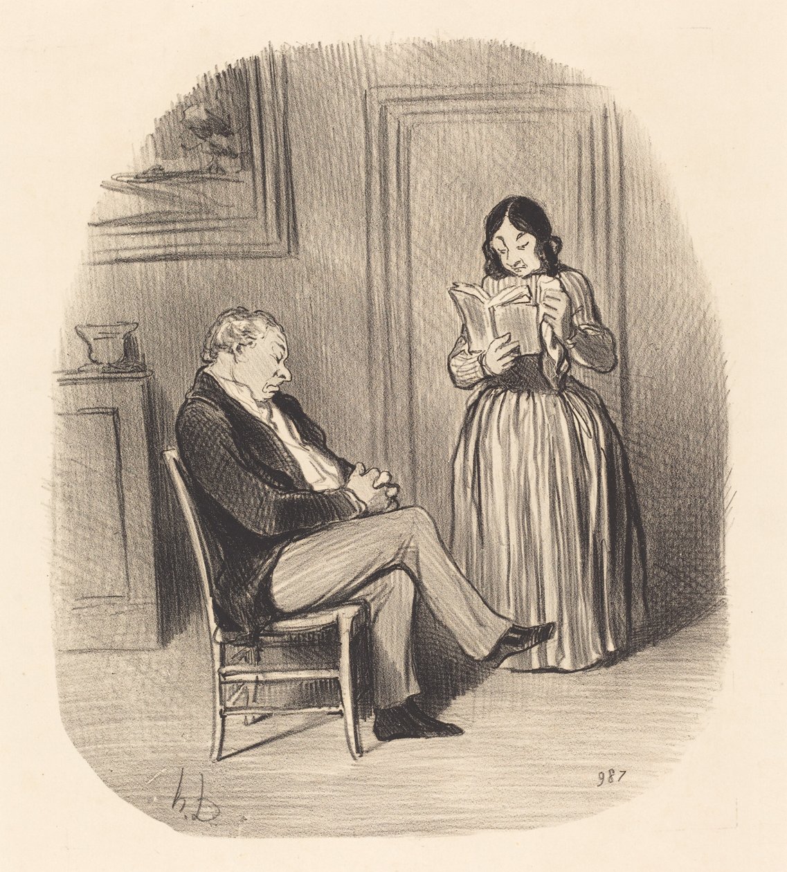 Borghese che si fa leggere, dopo pranzo, alcuni capitoli... da Honoré Daumier