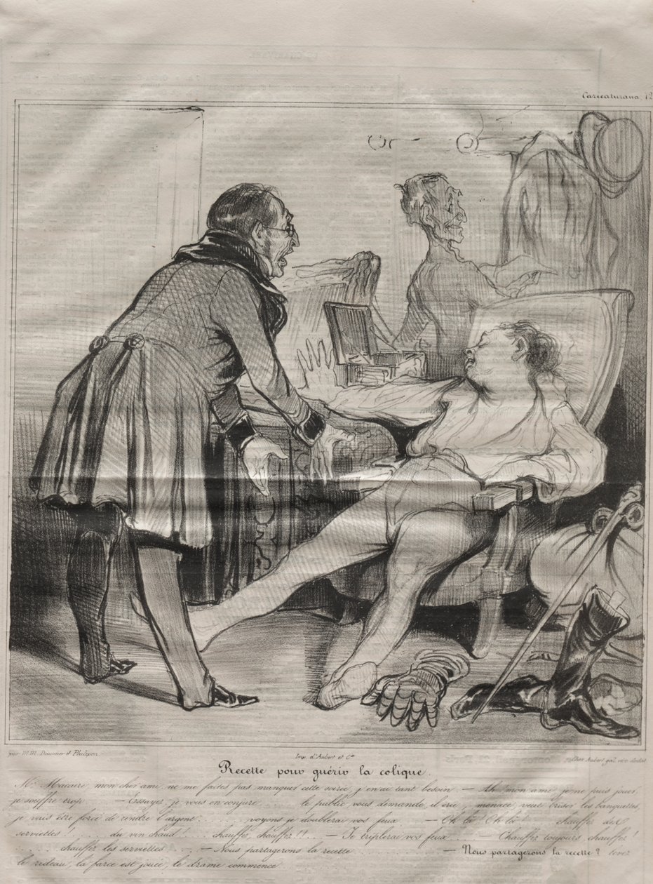 Caricaturana, tavola 72: Ricetta per curare la colica da Honoré Daumier