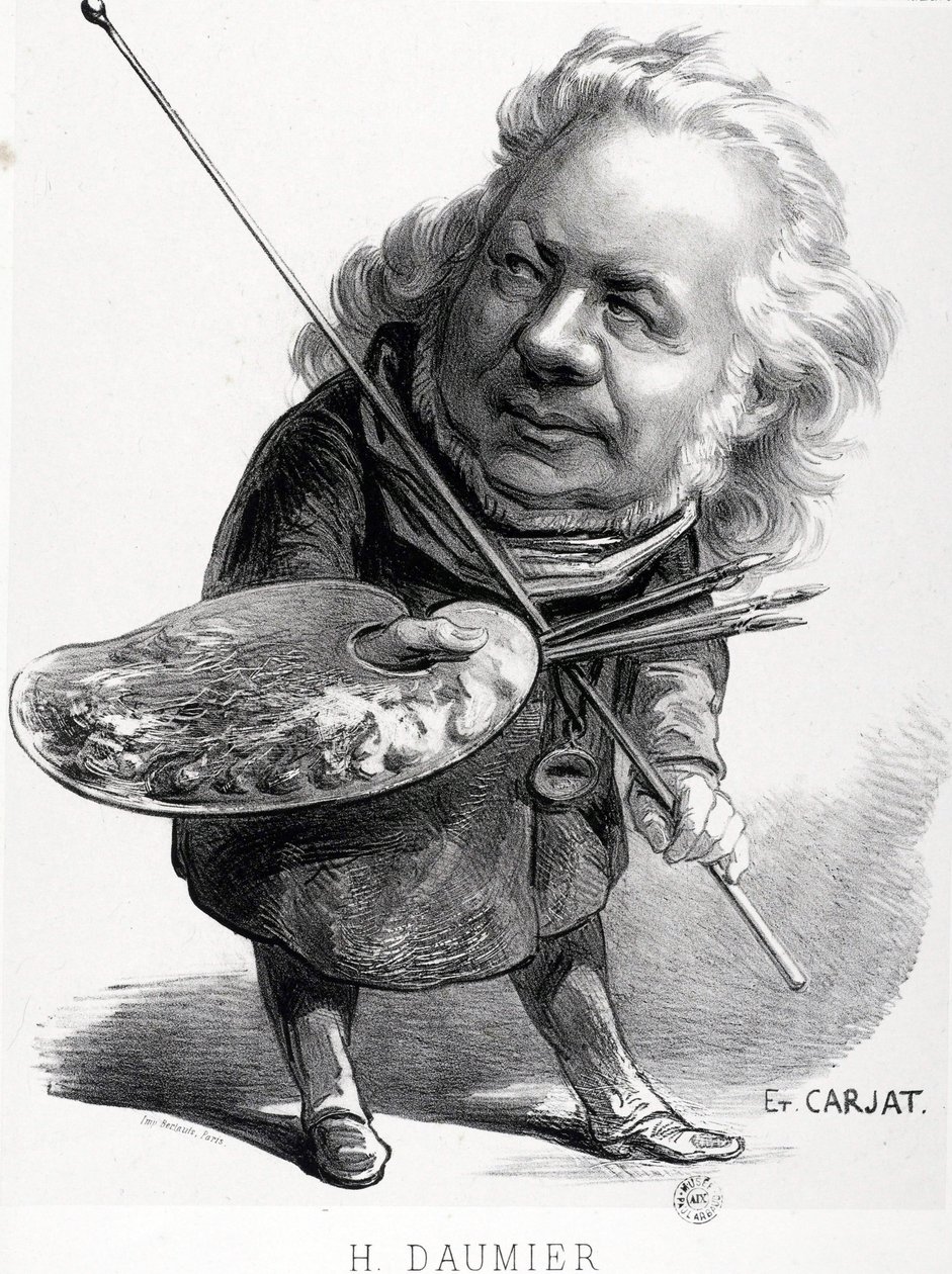 Caricatura di Honore Daumier (1808-1879), incisore, pittore e scultore francese. Incisione di Carjat (1828-1906). Dim: 29,5x23cm. Museo Arbaud. da Honoré Daumier