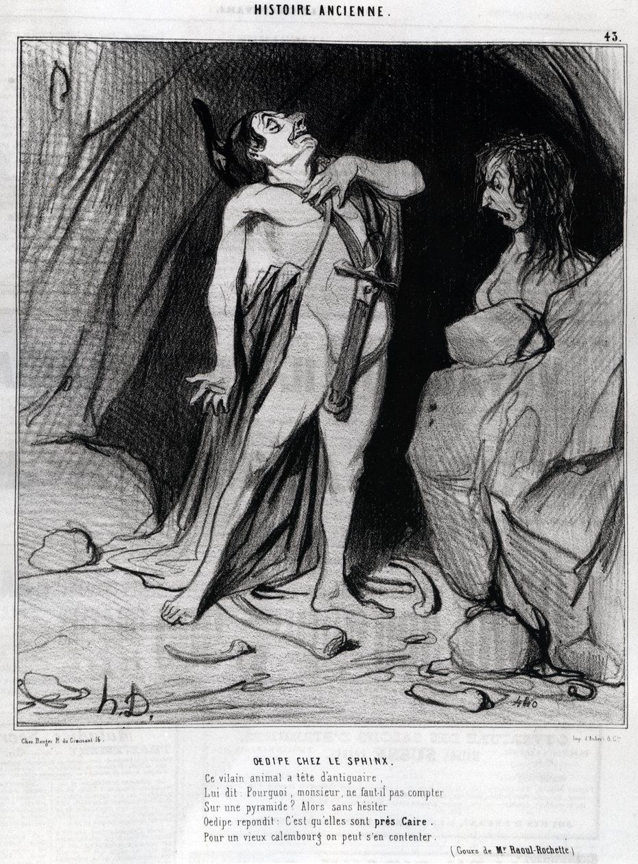 Cartone animato di Honore Daumier su Edipo e la Sfinge, -in "Charivari", 12 dicembre da Honoré Daumier