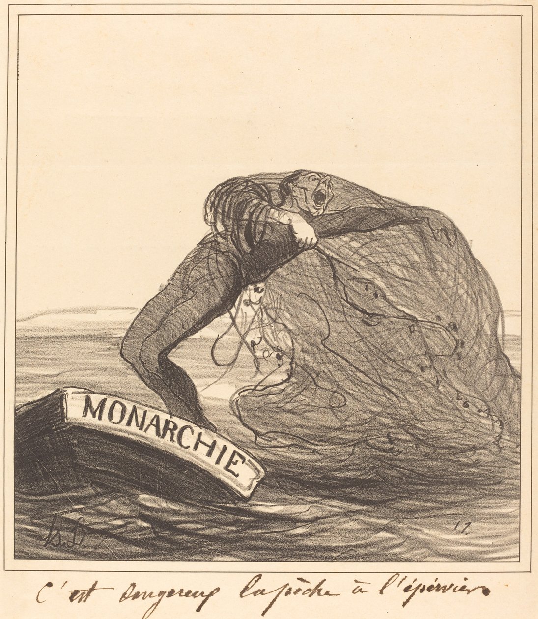 È pericoloso, la pesca con la rete da Honoré Daumier