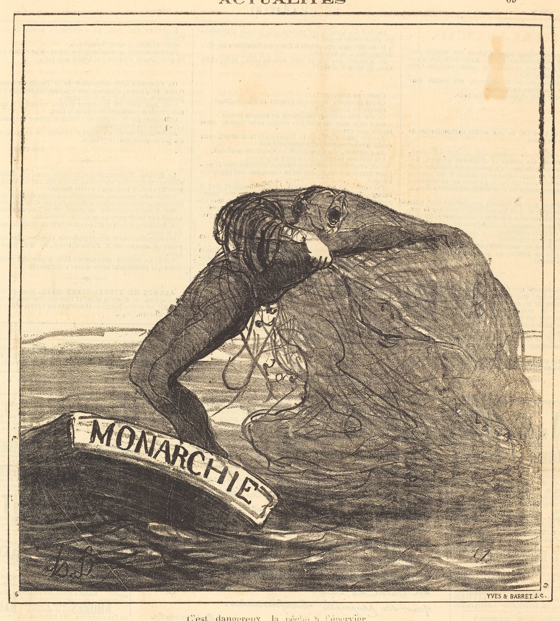 È pericoloso, la pesca con la rete a strascico da Honoré Daumier