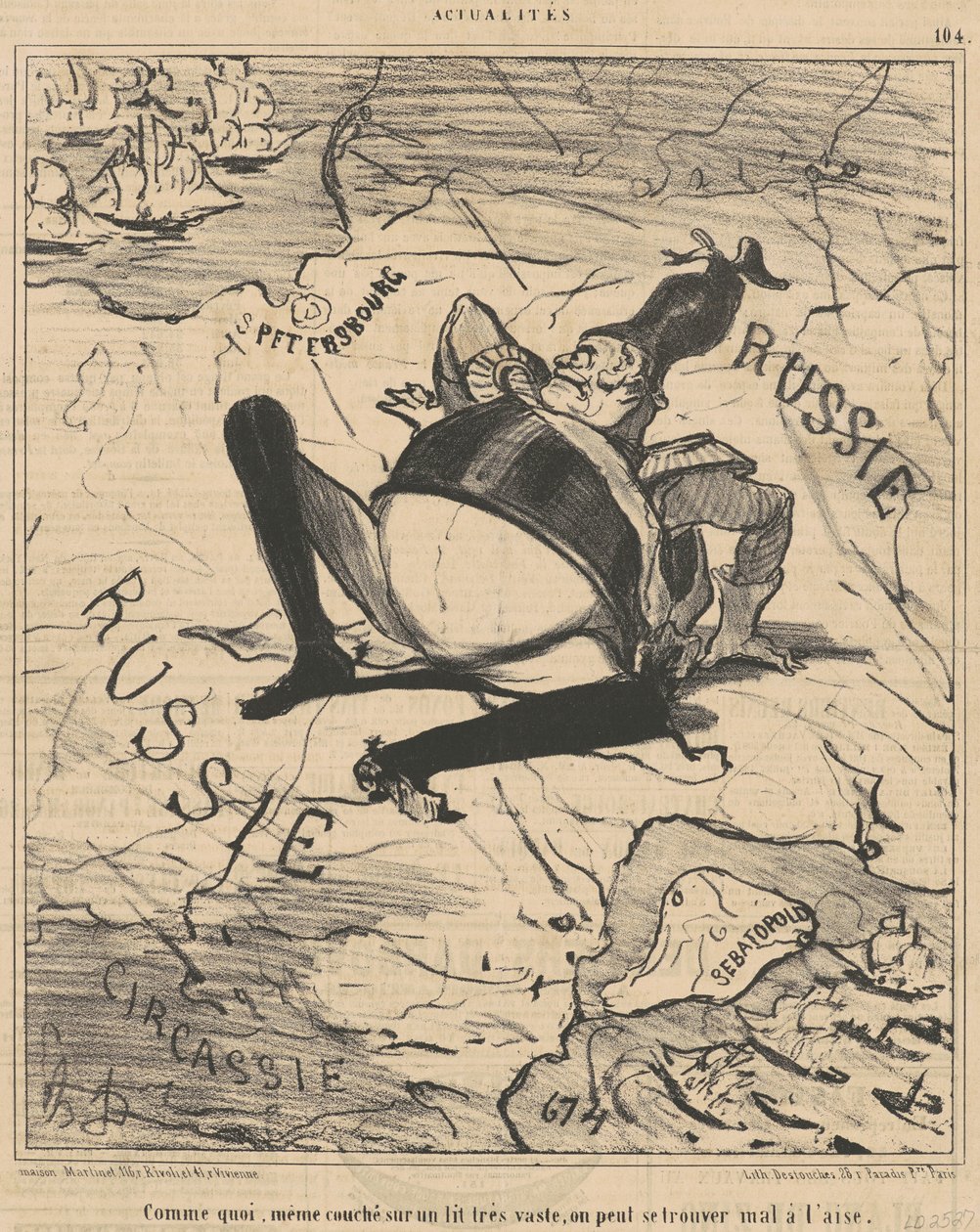 Come su un letto molto vasto da Honoré Daumier