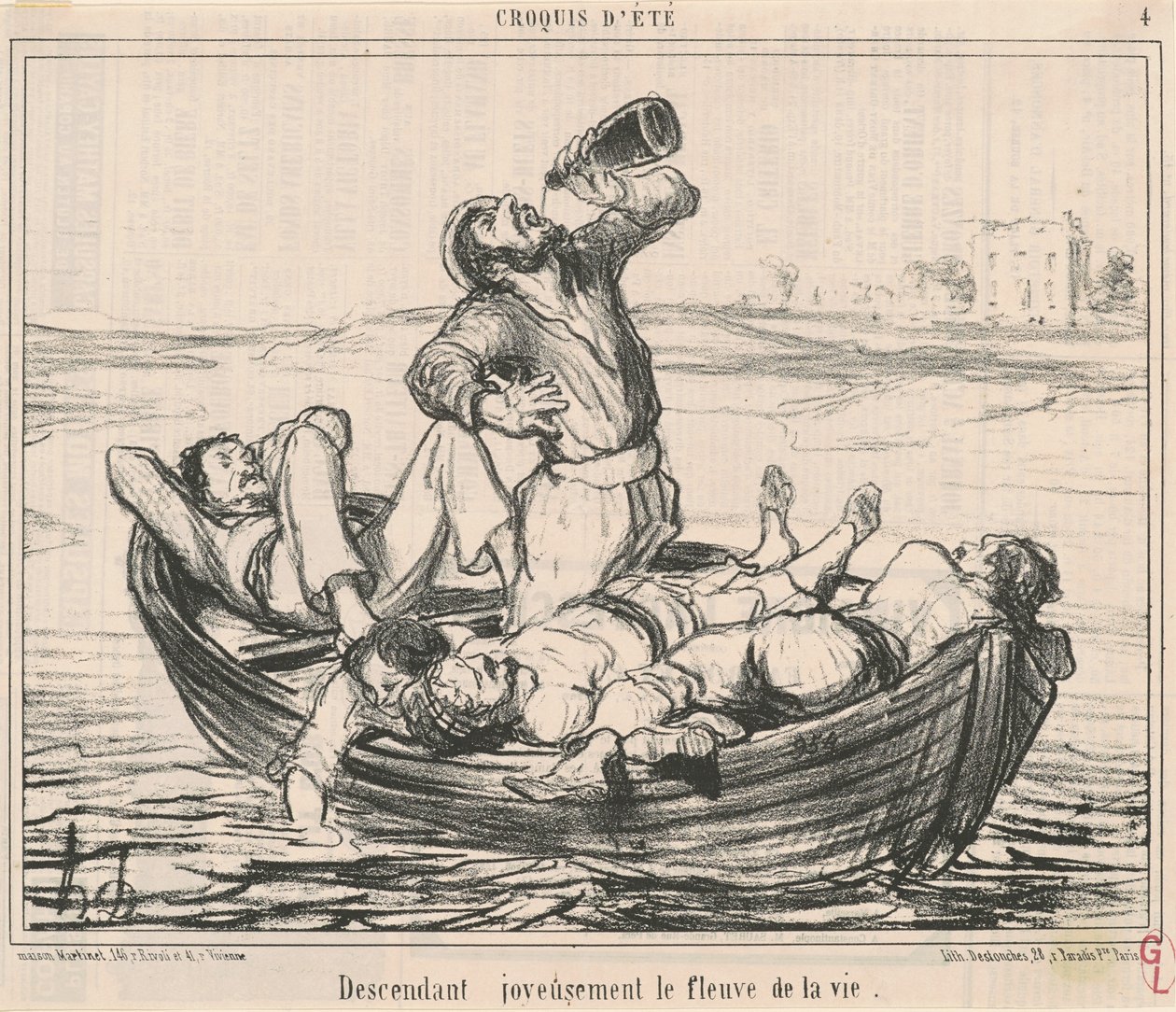 Discendendo gioiosamente il fiume della vita da Honoré Daumier