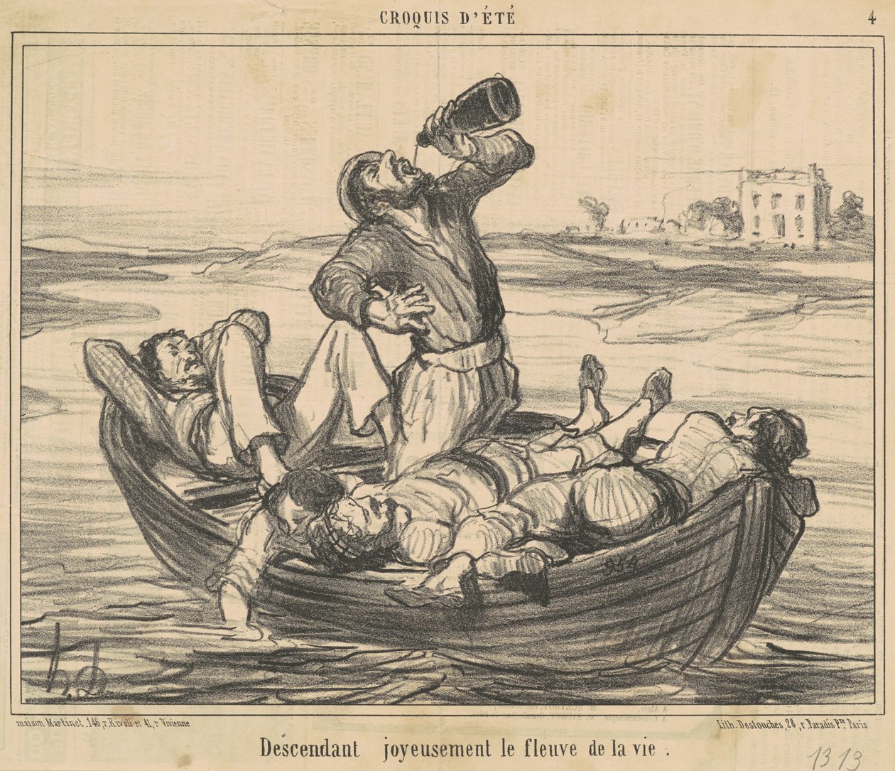 Discendendo gioiosamente il fiume della vita da Honoré Daumier