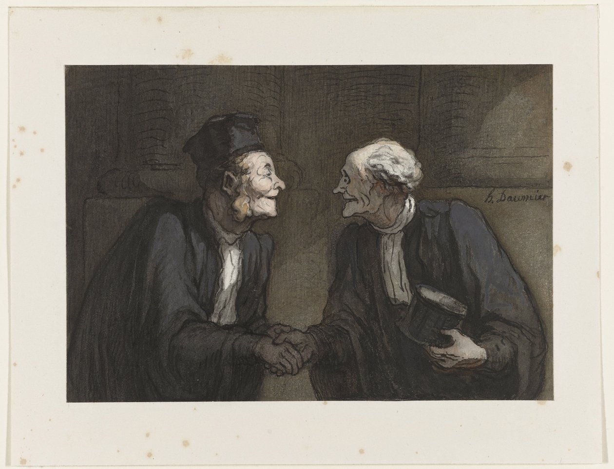 Deux avocats: la poignée de main da Honoré Daumier