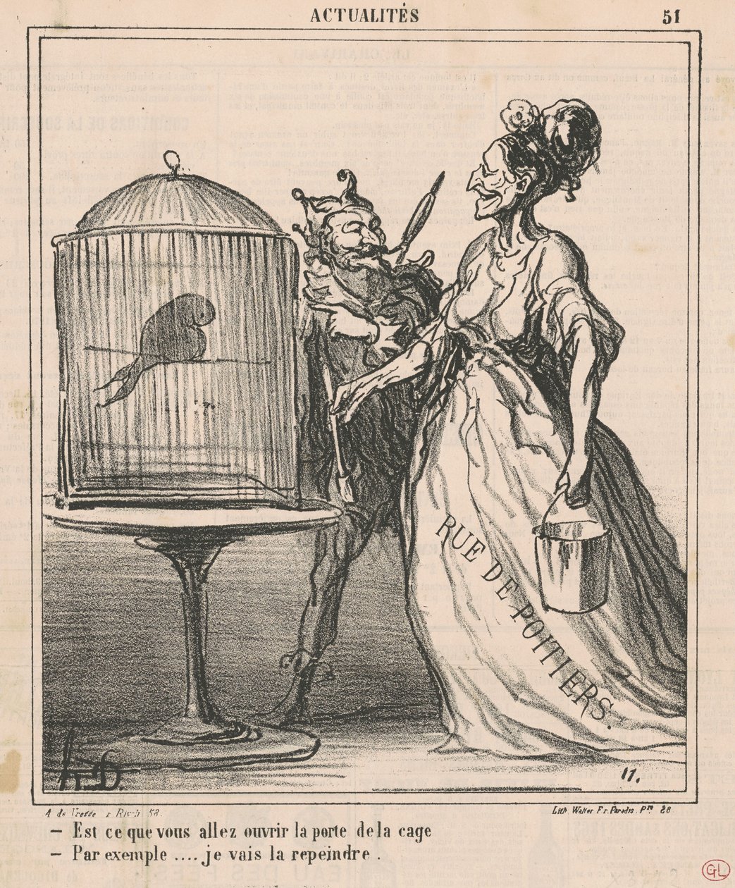 Est-ce que vous allez ouvrir la porte de la cage ... da Honoré Daumier