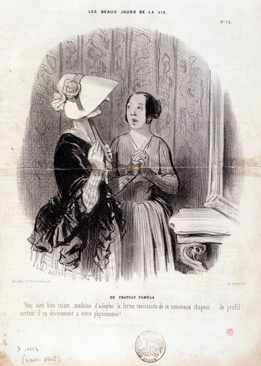 Vignetta sulla moda. Serie "I bei giorni della vita": "Un cappello Pamela..." 4 novembre da Honoré Daumier