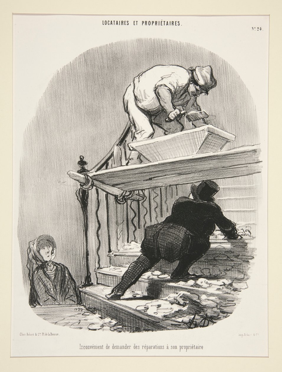 Inconveniente di chiedere riparazioni al proprio proprietario, da Locataires et Proprietaires da Honoré Daumier