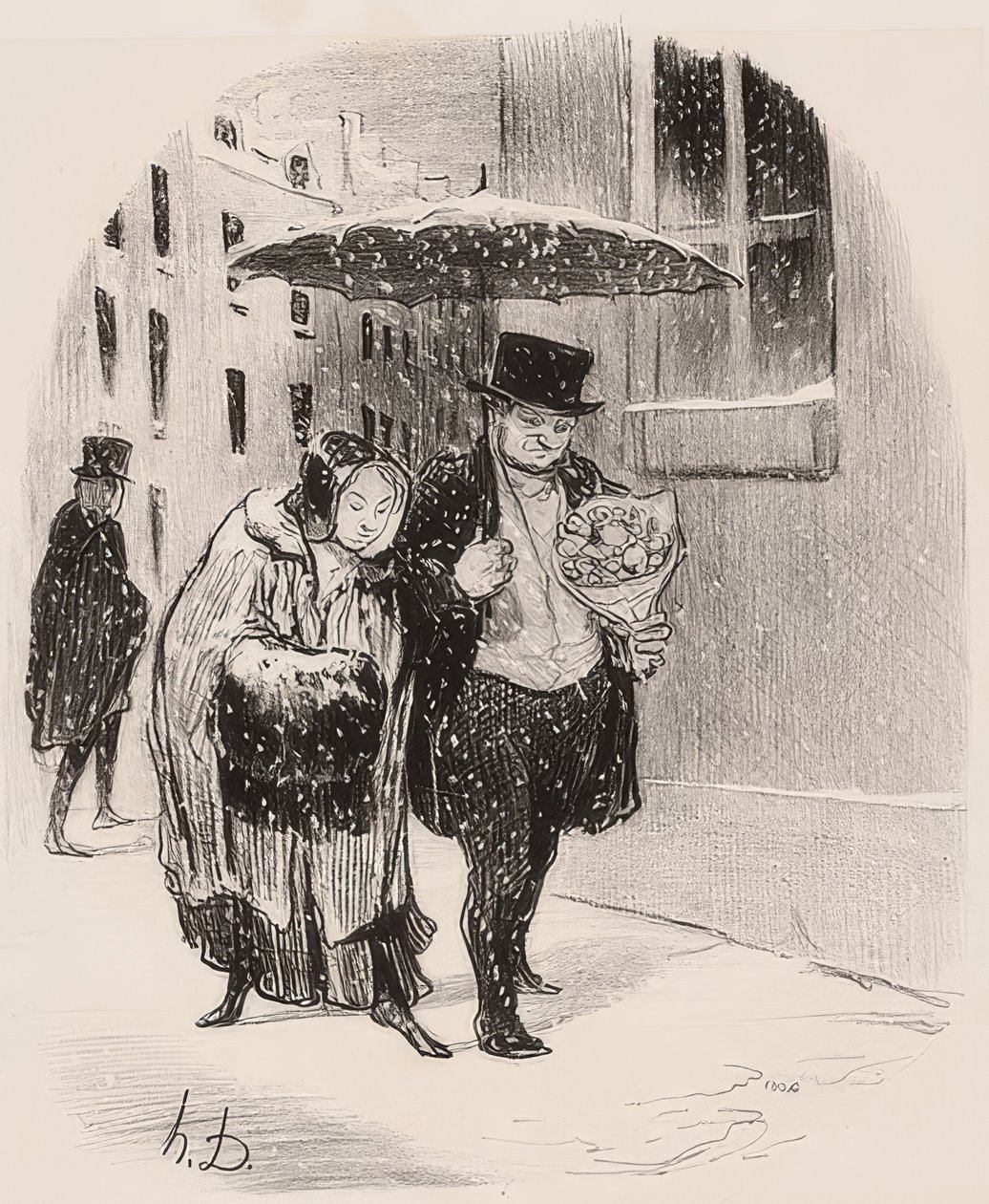 Inconveniente di avere un parente di nome Babylas, che obbliga a portargli un mazzo di fiori il 24 gennaio da Honoré Daumier