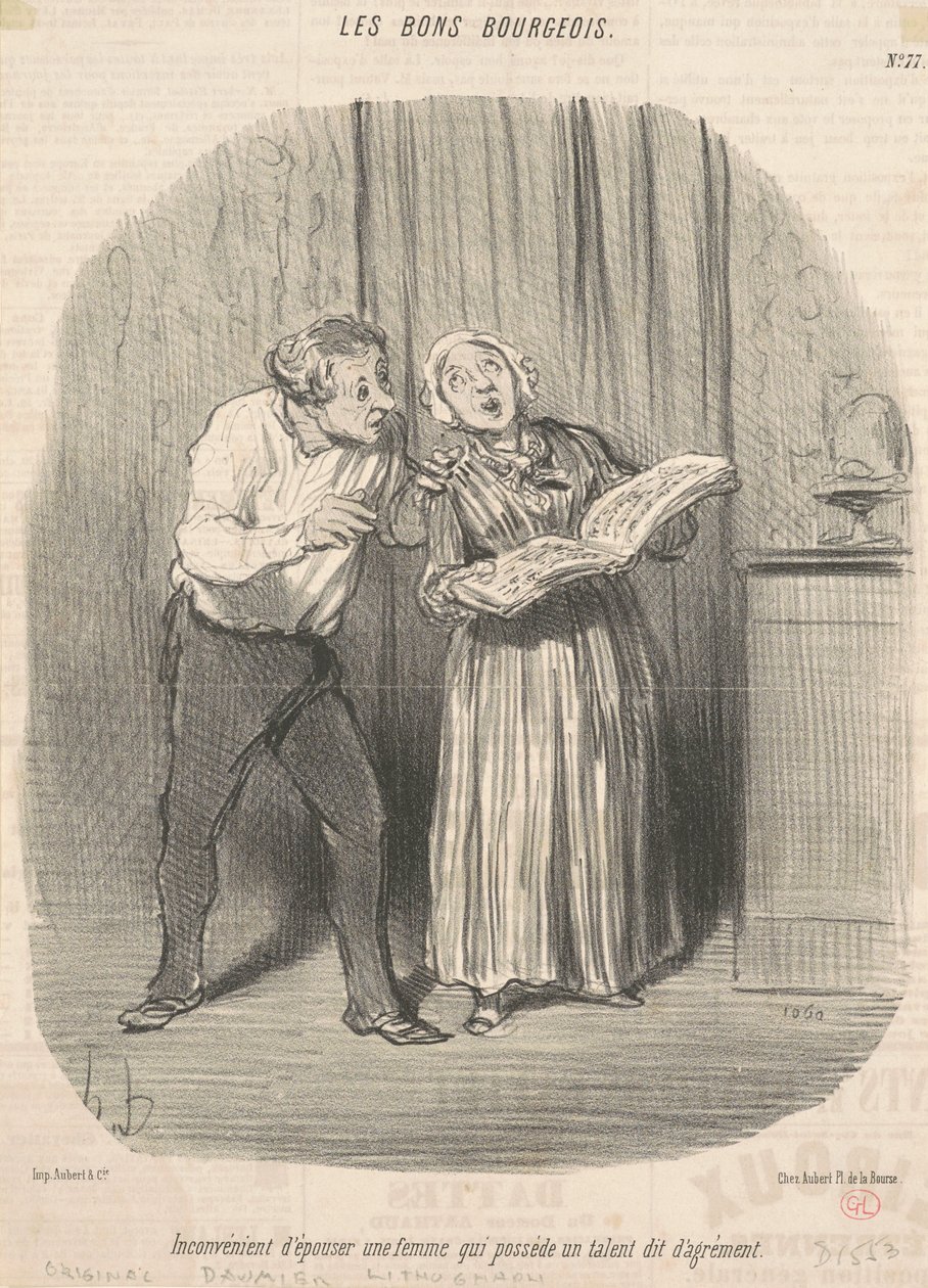 Inconveniente di sposare una donna che possiede un talento di intrattenimento da Honoré Daumier