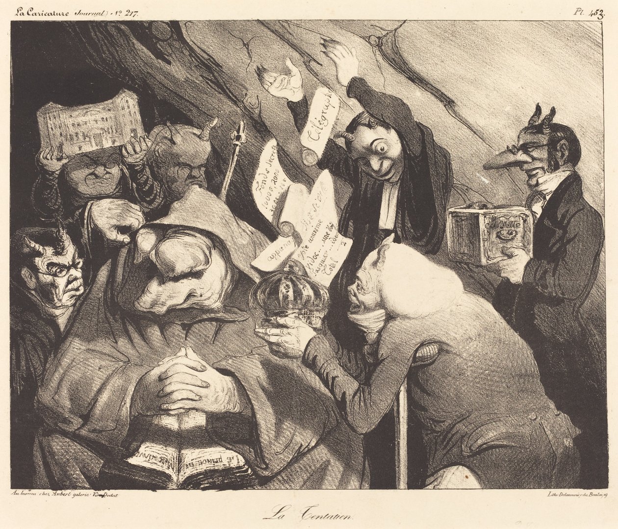 La tentazione, parodia di una tela di Téniers da Honoré Daumier