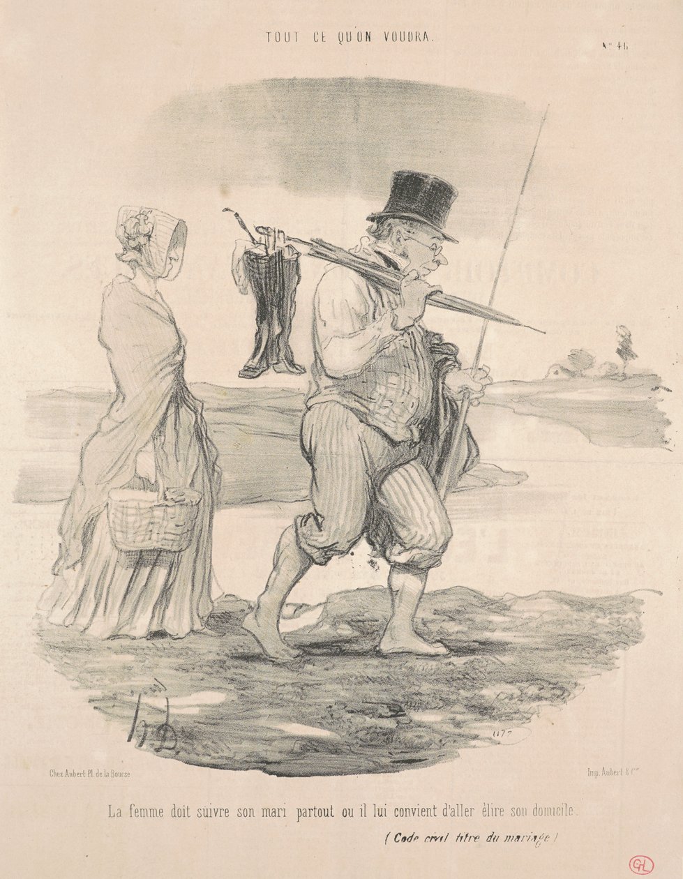 La donna deve seguire il marito... da Honoré Daumier