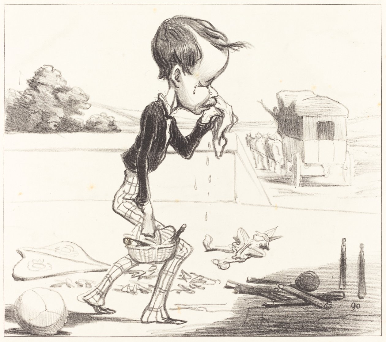 Il giovane Estancelin è obbligato a rientrare in classe! da Honoré Daumier