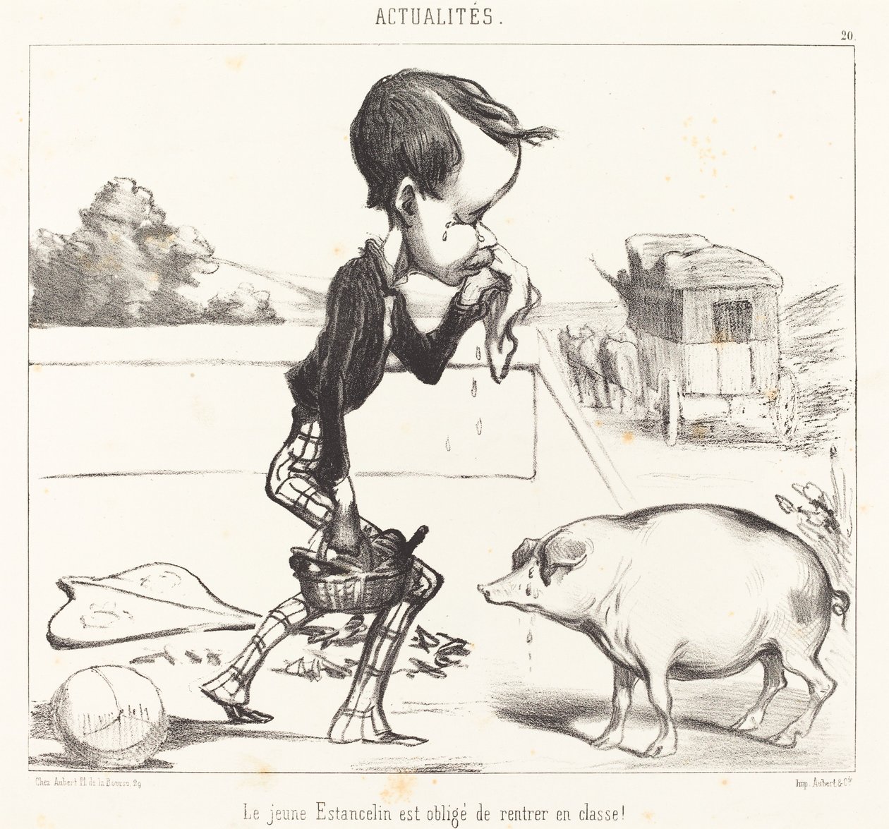 Le Jeune Estancelin è obbligato a rientrare in classe! da Honoré Daumier