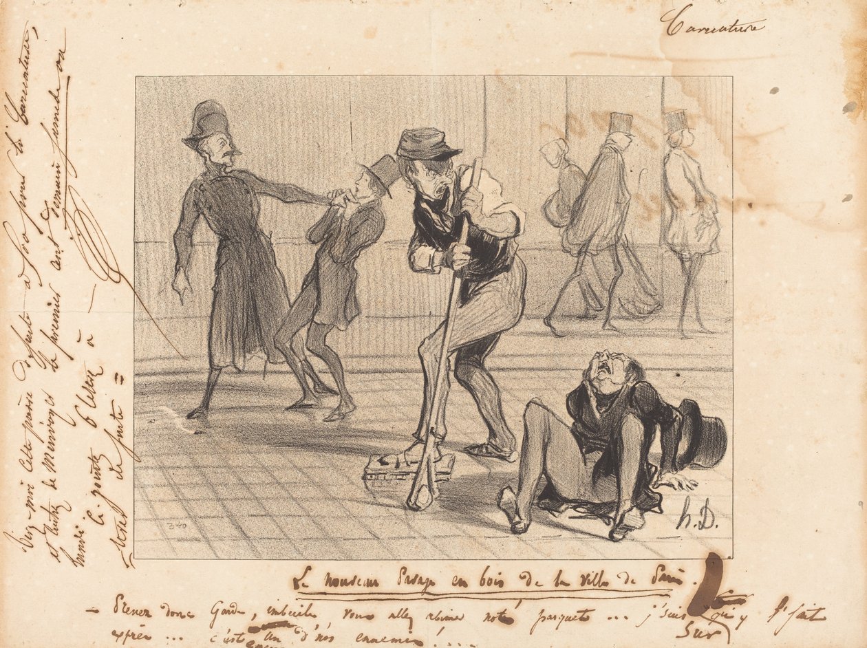La nuova pavimentazione in legno... di Parigi da Honoré Daumier