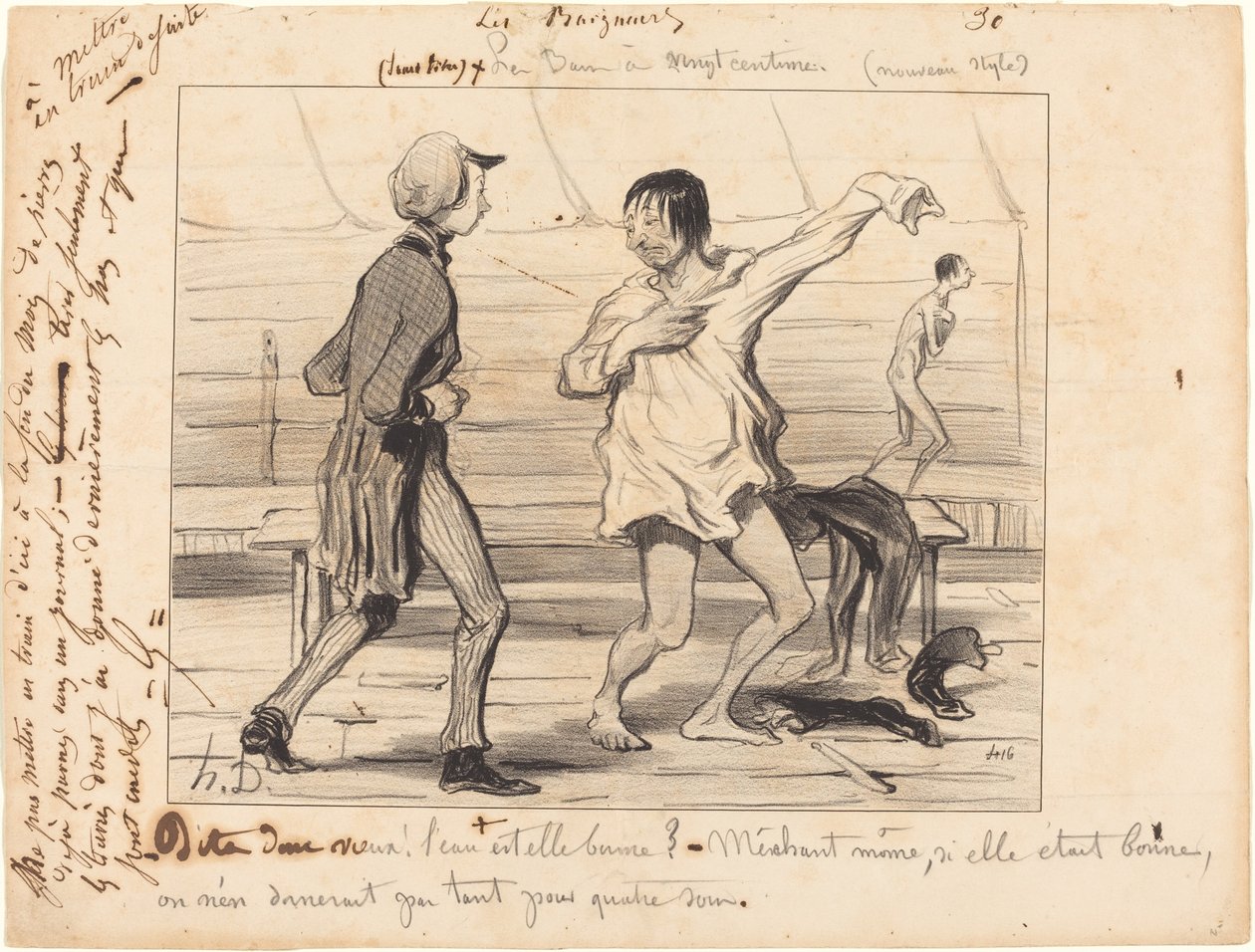 I bagni a venti centesimi, nuovo stile da Honoré Daumier