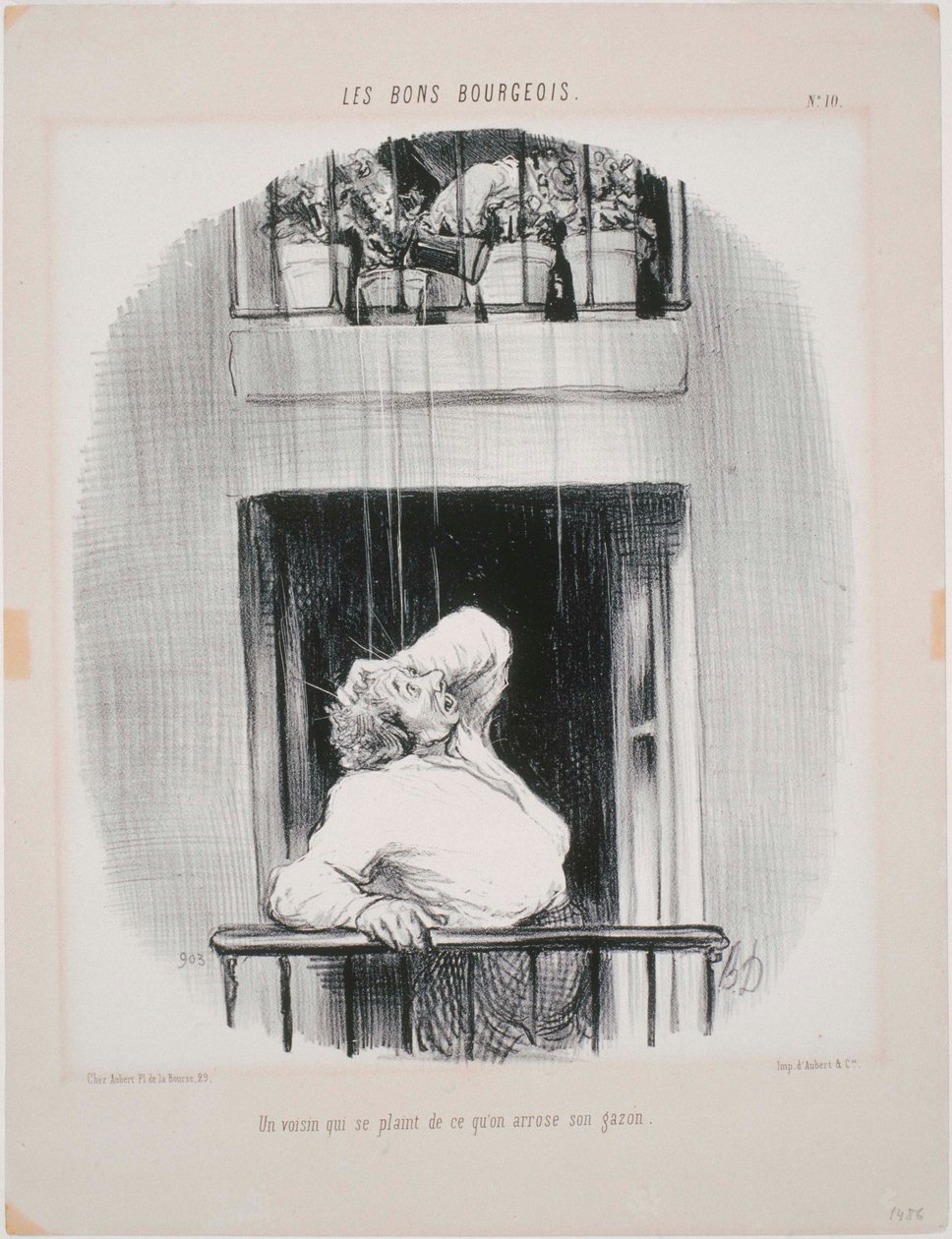 I Buoni Borghesi- Un vicino che si lamenta di essere annaffiato da Honoré Daumier