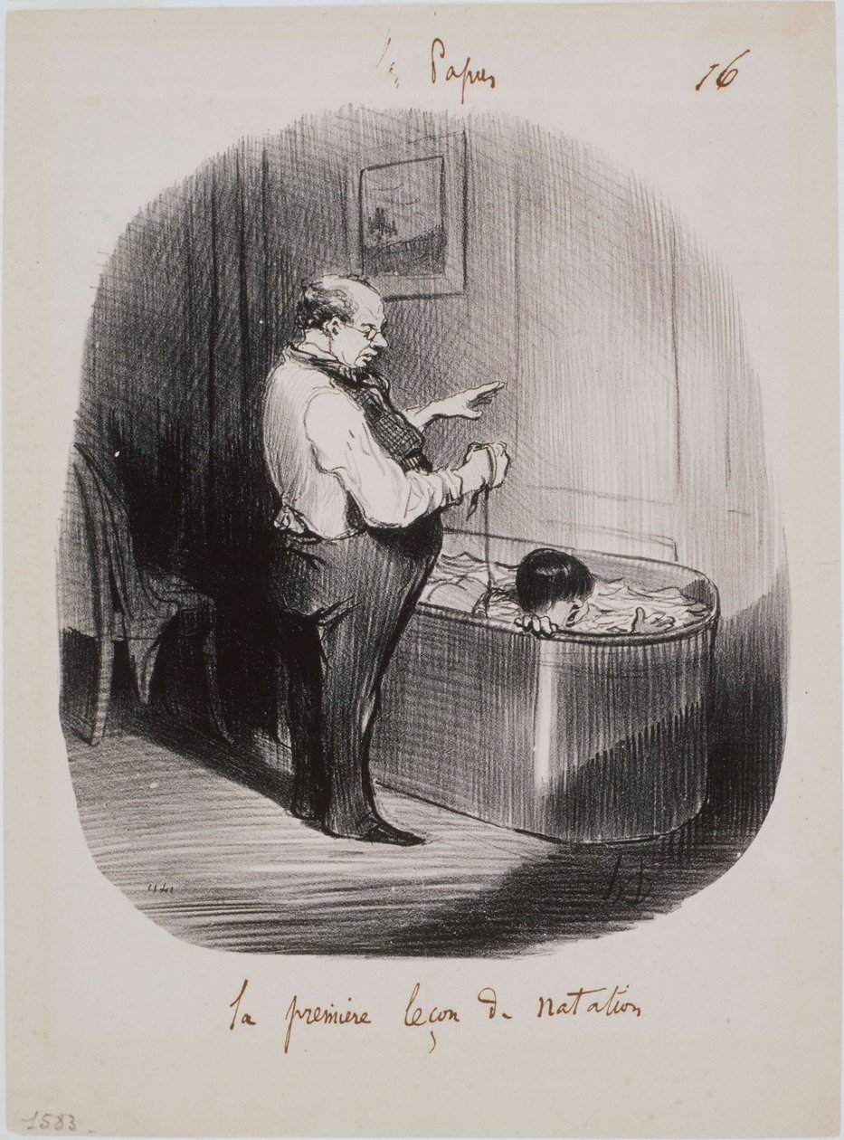 I Papà- La prima lezione di nuoto da Honoré Daumier