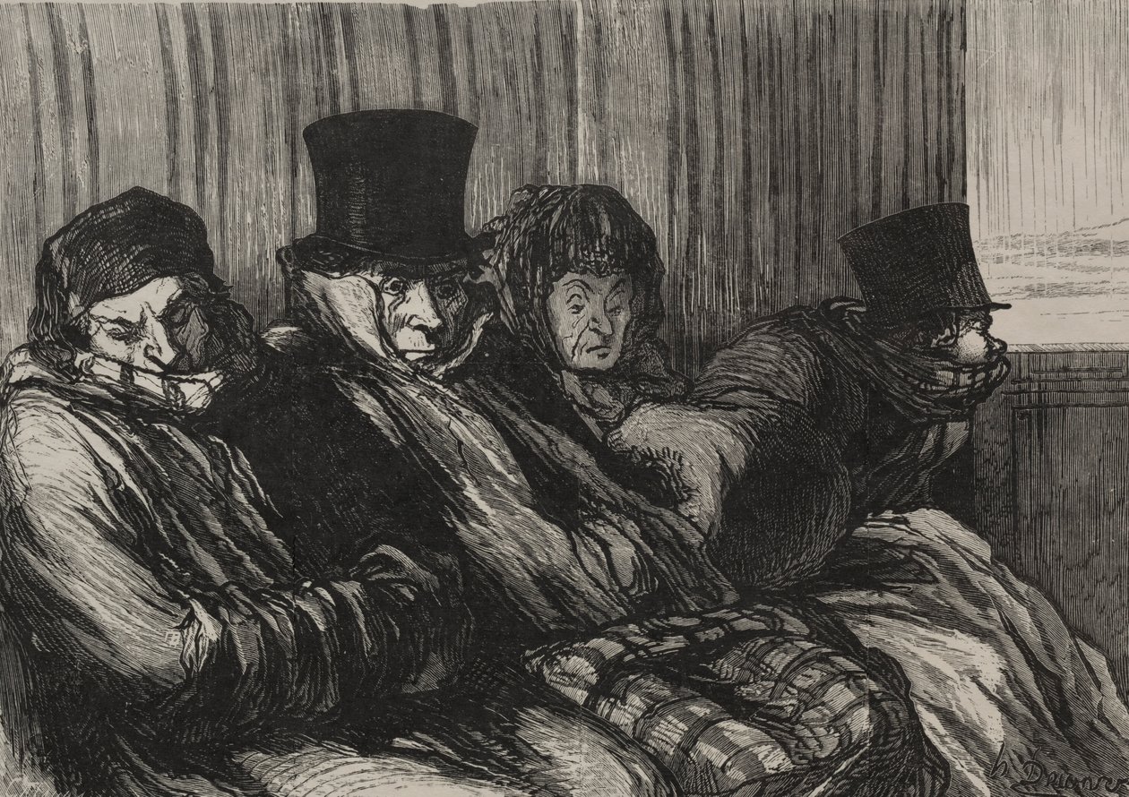 Les chemins de fer: train de plaisir: dix degrés de ennui et de mauvaise humeur da Honoré Daumier