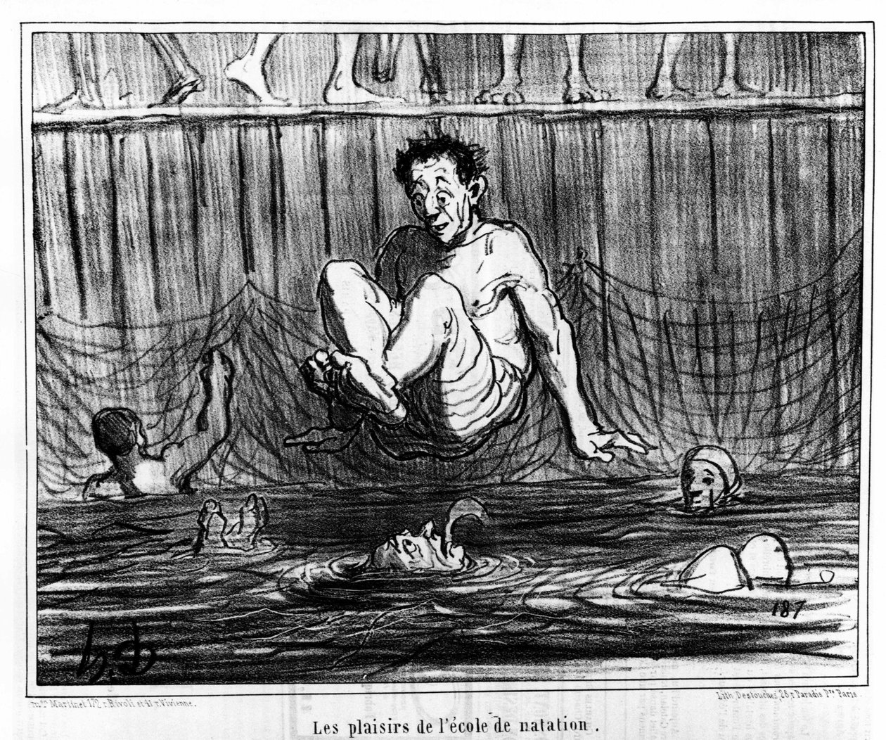 I piaceri della scuola di nuoto: illustrazione tratta da “Sketch d