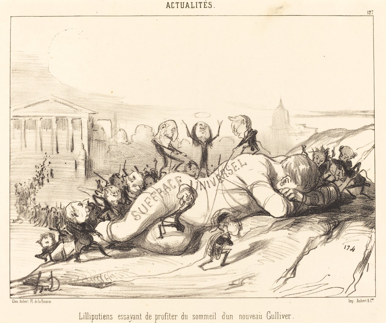 Lillipuziani che cercano di approfittare del sonno... da Honoré Daumier