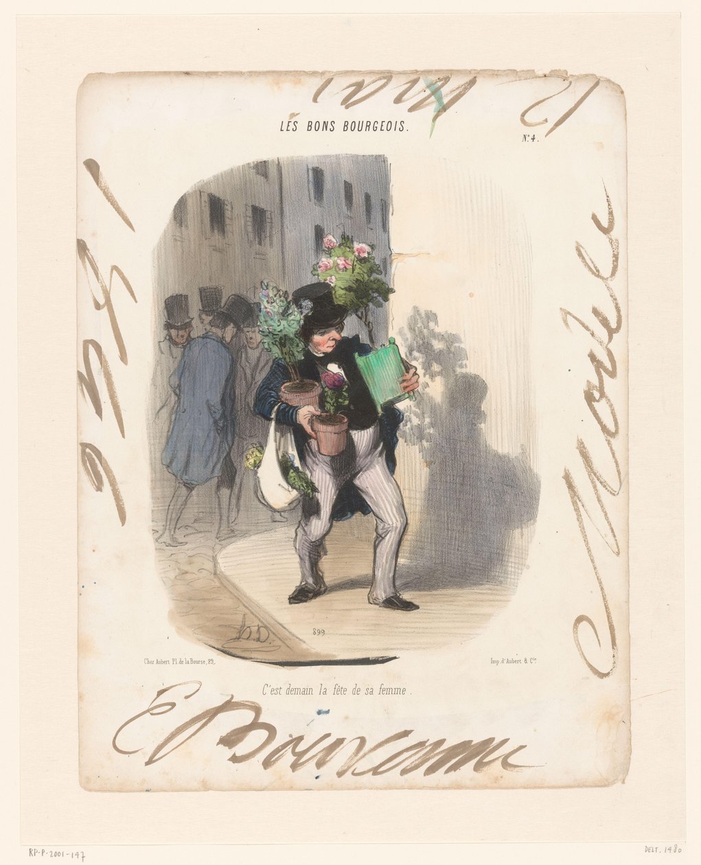 Uomo porta piante per sua moglie da Honoré Daumier