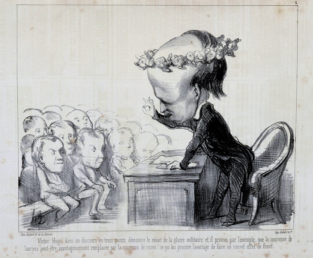 Memorie del Congresso della Pace: Victor Hugo (No. 1 della Serie) - di Daumier, in "Charivari" del 06/09/1849 da Honoré Daumier
