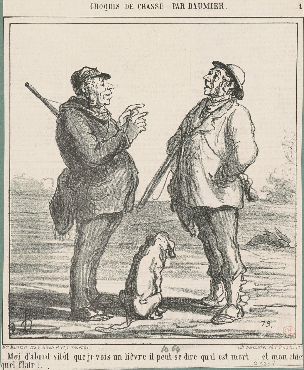 Io prima, appena vedo una lepre ... da Honoré Daumier