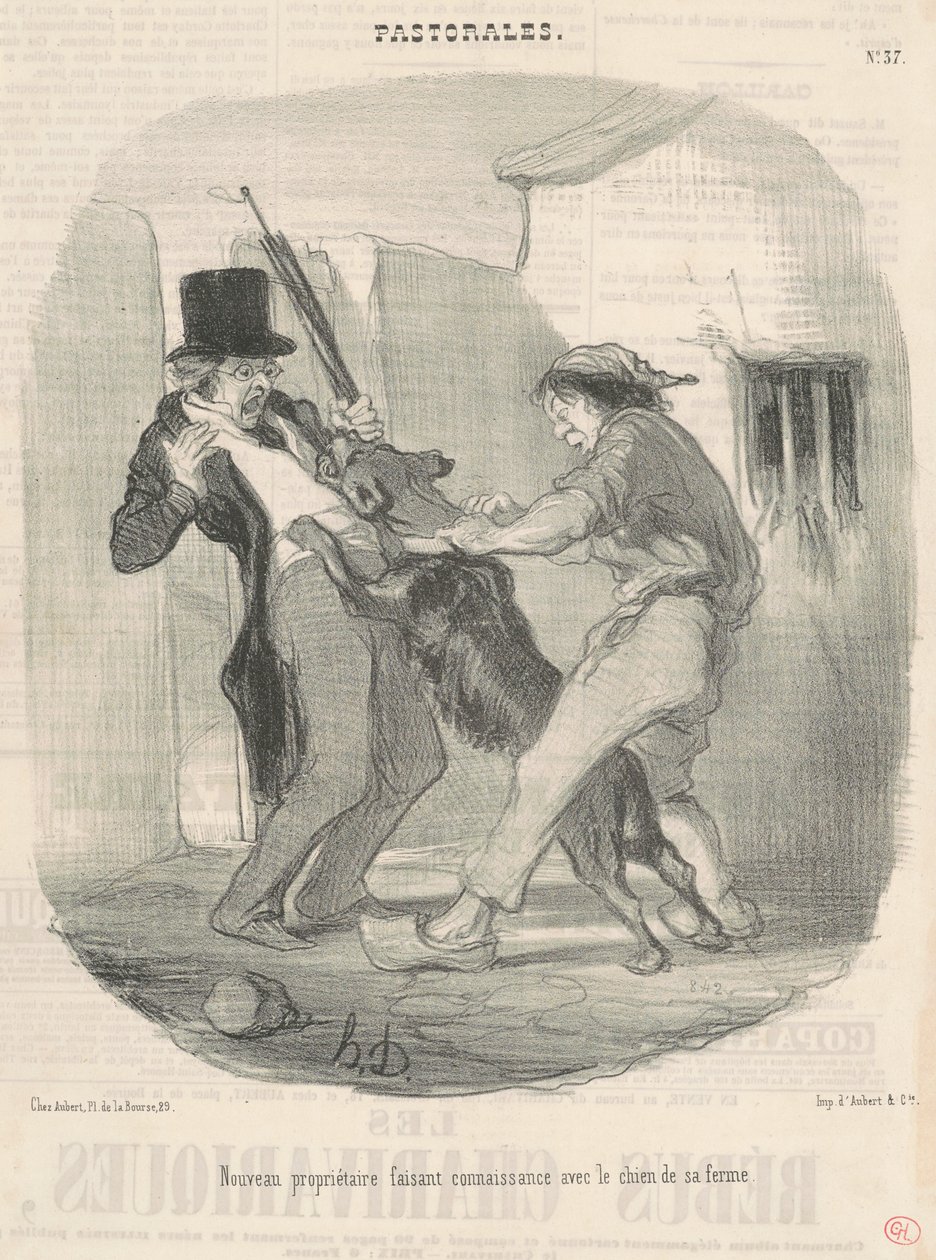 Nuovo proprietario che fa conoscenza con il cane ... da Honoré Daumier