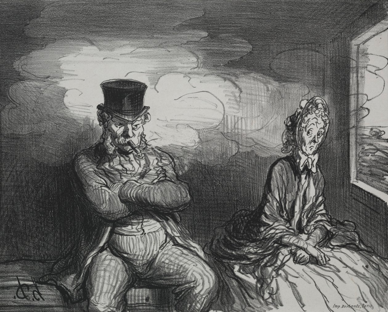 Sul treno: Un piacevole compagno, 1862 da Honoré Daumier