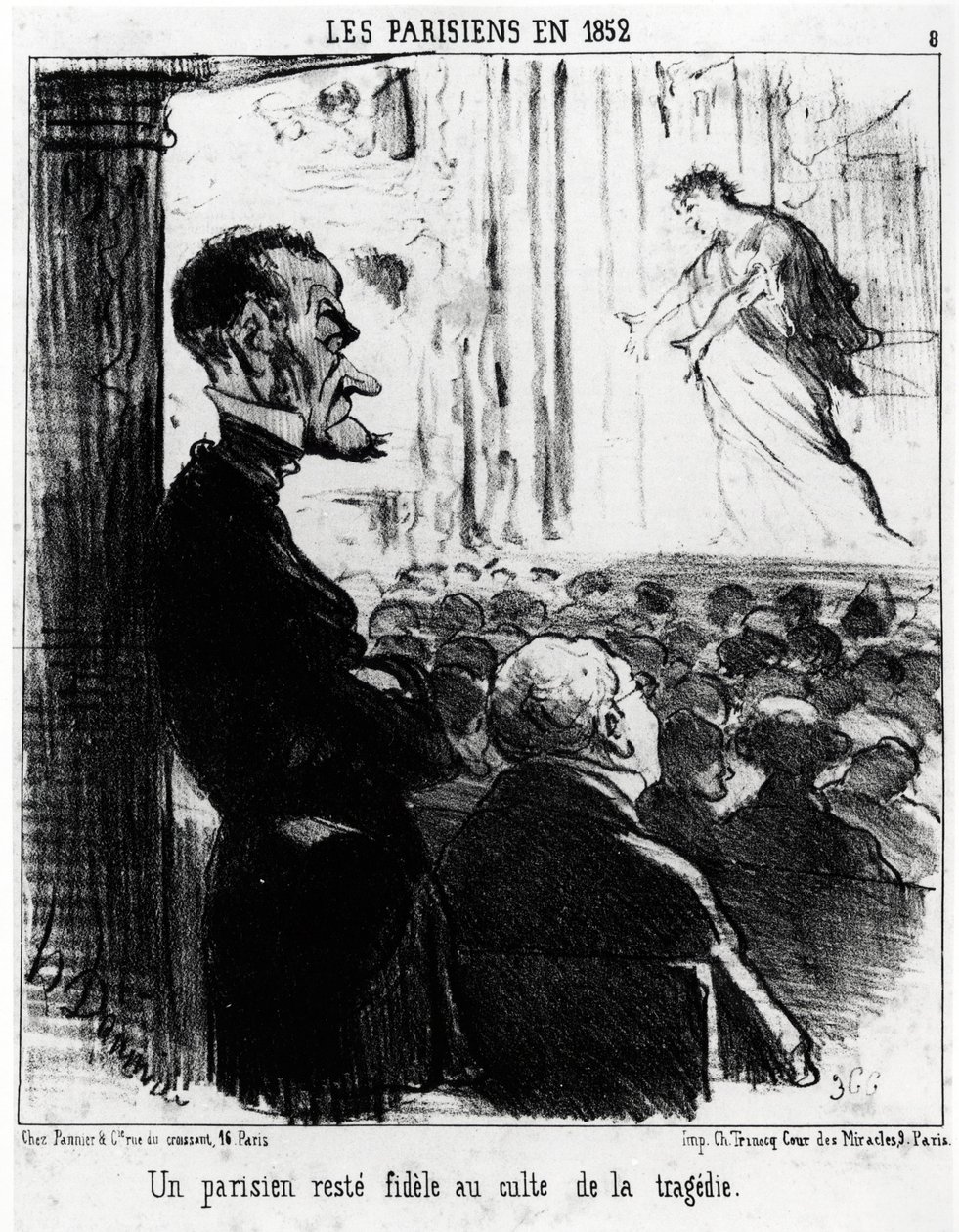 Parigini nel 1852: un parigino rimane fedele al culto delle tragedie (illustrazione di Honoré Daumier, pubblicata in Charivari, 26 gennaio 1852) da Honoré Daumier