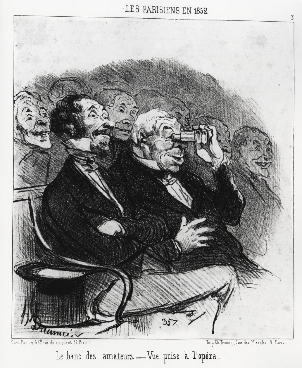 Parigini nel 1852: la panchina degli amatori, vista presa all