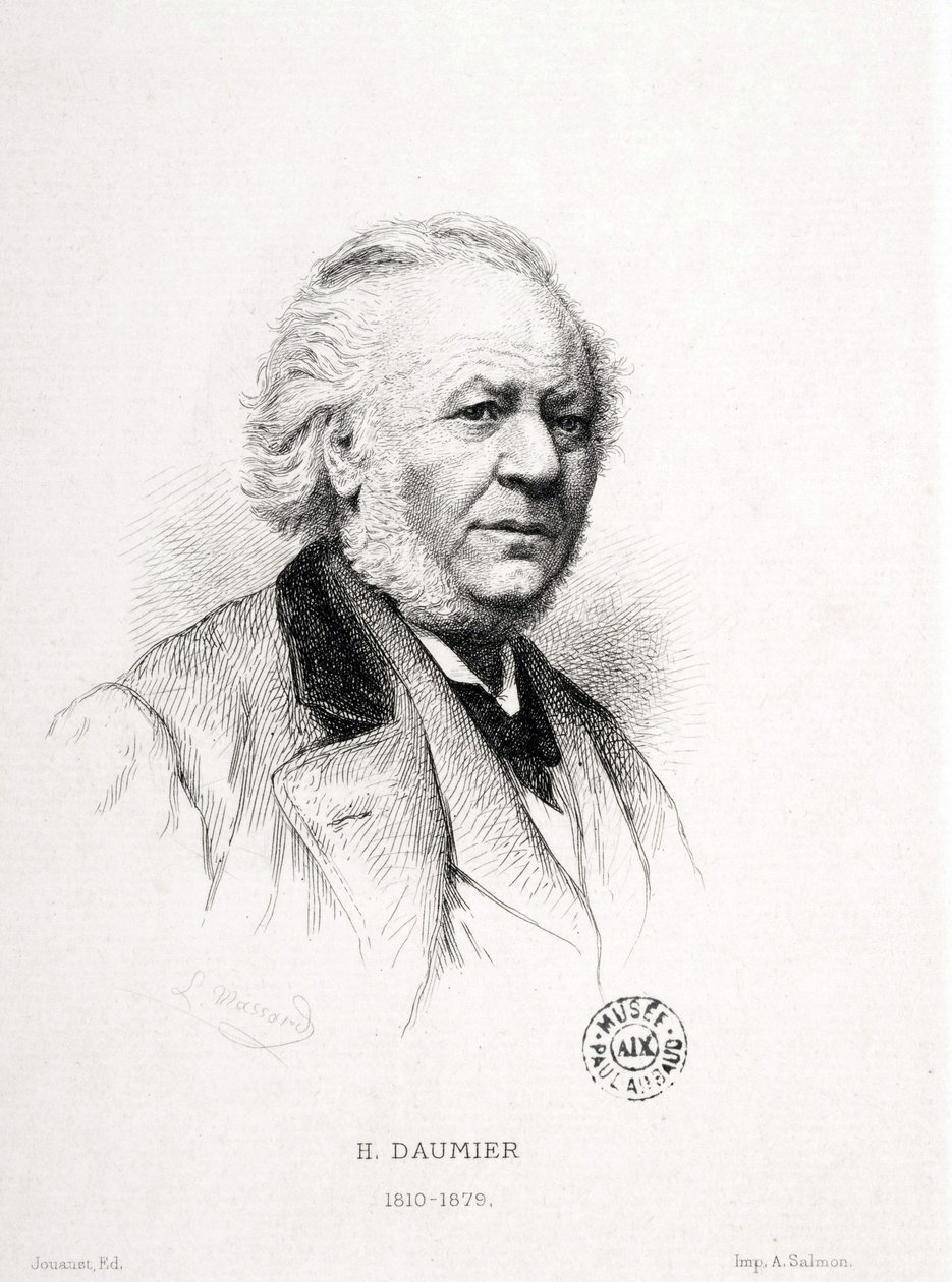 Ritratto di Honore Daumier (1808-1879), incisore, pittore e scultore francese. Incisione di Massard. Dim: 15x11,5cm. Museo Arbaud. da Honoré Daumier