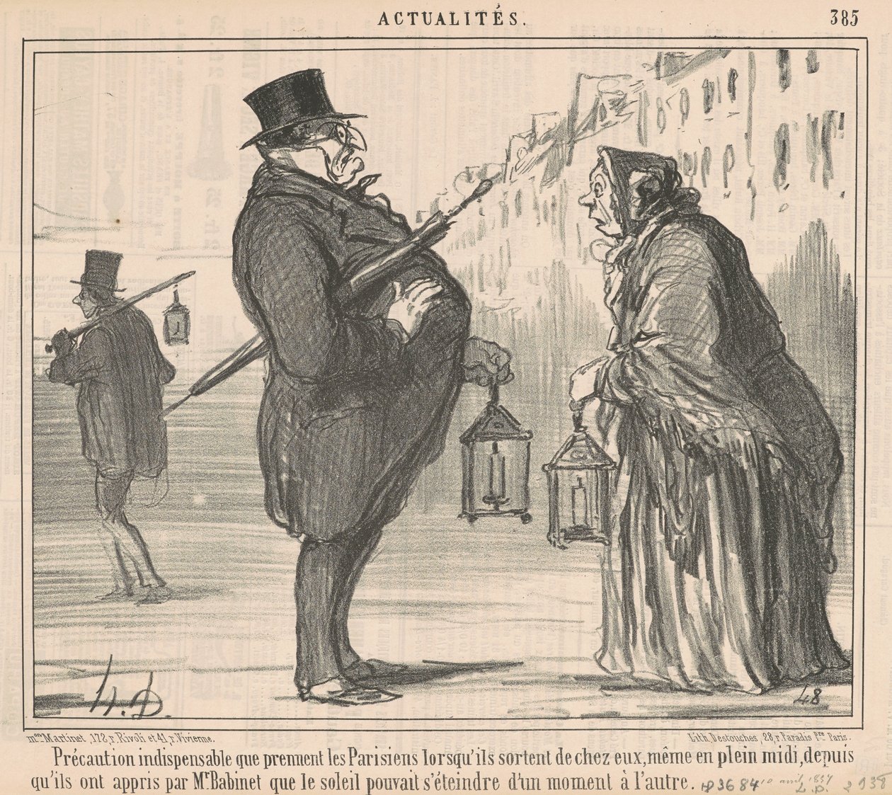 Precauzione indispensabile che prendono i parigini... da Honoré Daumier