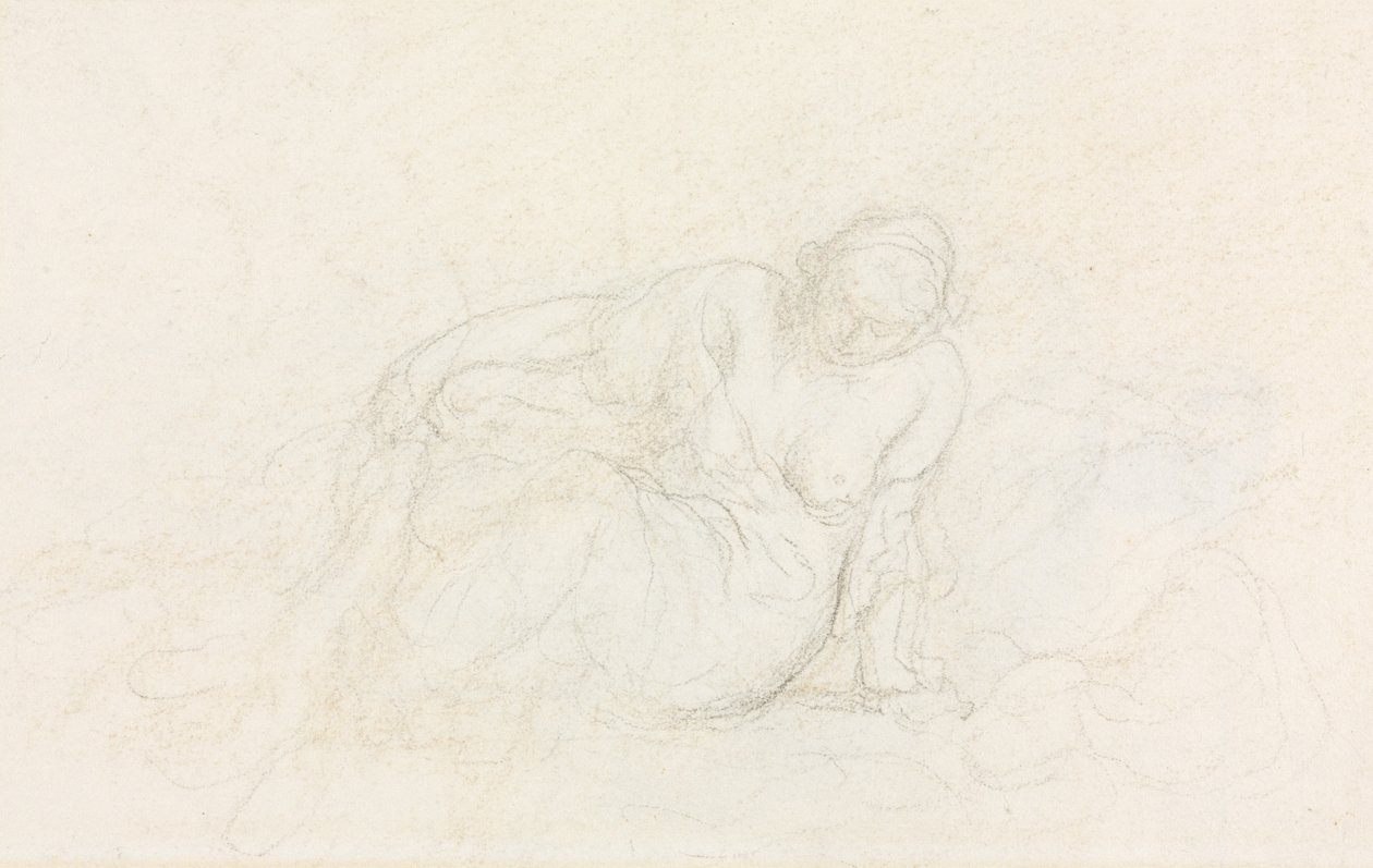 Donna reclinata appoggiata sul braccio verso, 1855-60 da Honoré Daumier