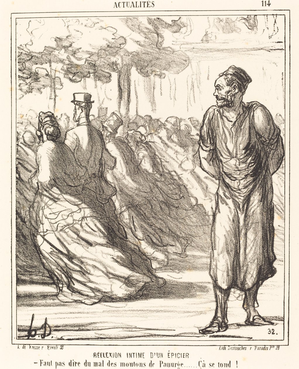 Riflessione intima di un droghiere da Honoré Daumier