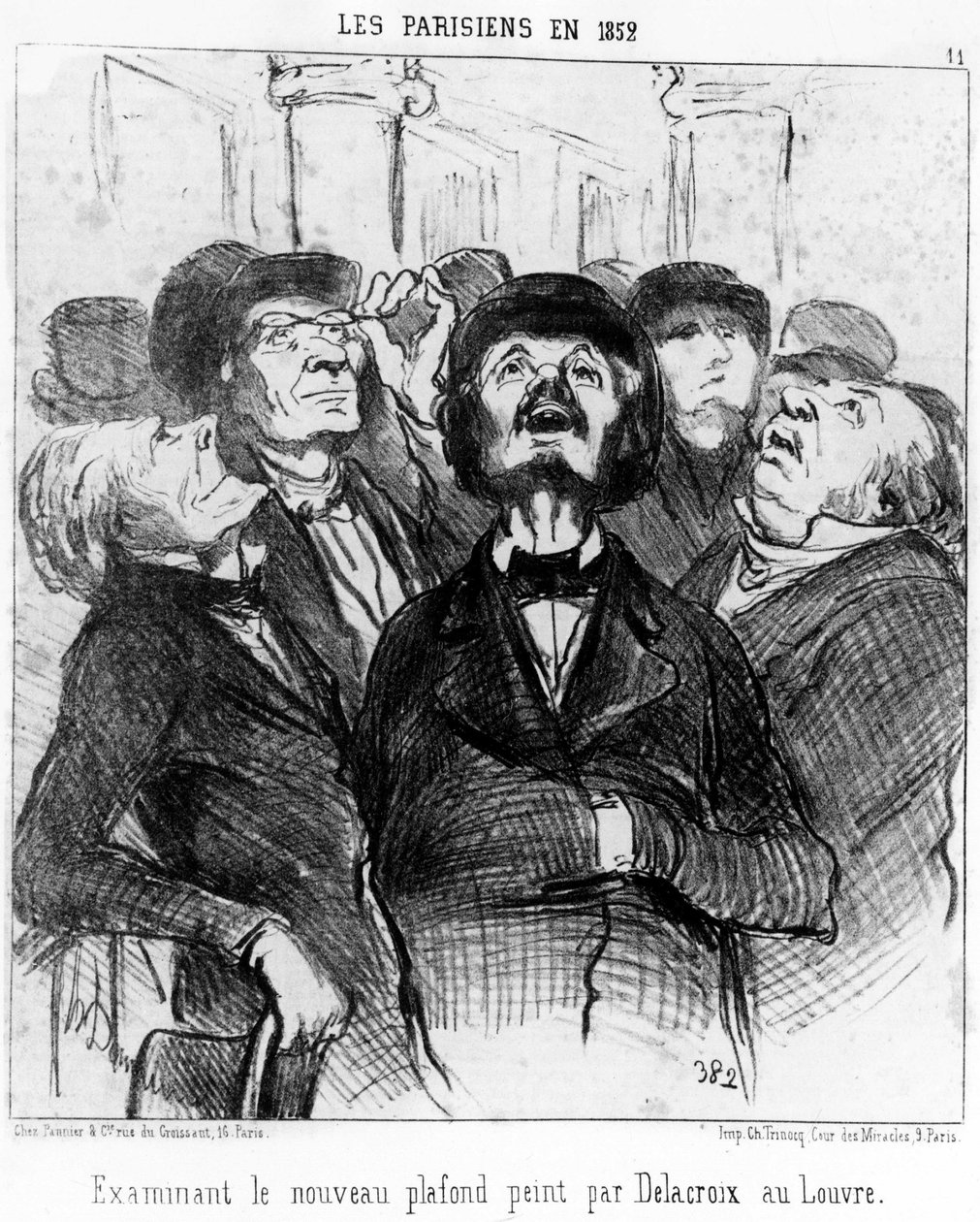 I parigini nel 1852 esaminano il nuovo soffitto dipinto da Delacroix al Louvre, tratto da 