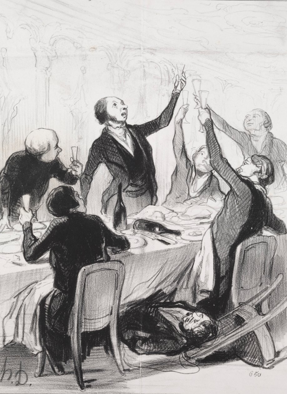 I filantropi del giorno, tavola 8: Un 43° brindisi...alla Società della Temperanza, 1844 da Honoré Daumier