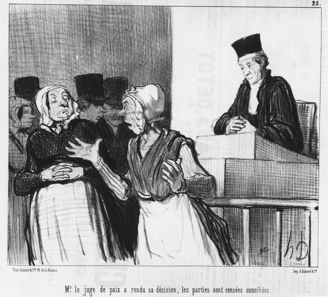 Il giudice di pace ha emesso la sua decisione, le parti dovrebbero essere riconciliate..., vignetta di Honoré Daumier. “Charivari” da Honoré Daumier