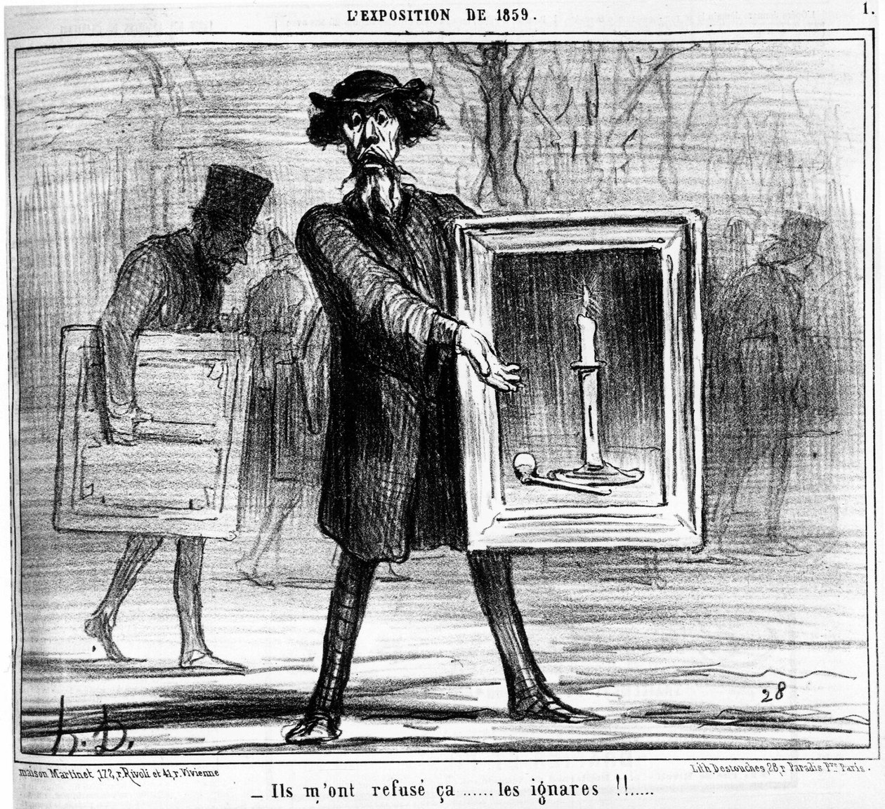Mi hanno rifiutato... gli ignoranti!!... , tratto da "Quadri e Saloni", serie di cartoni animati di Honore Daumier (1808-1879). "Charivari" da Honoré Daumier