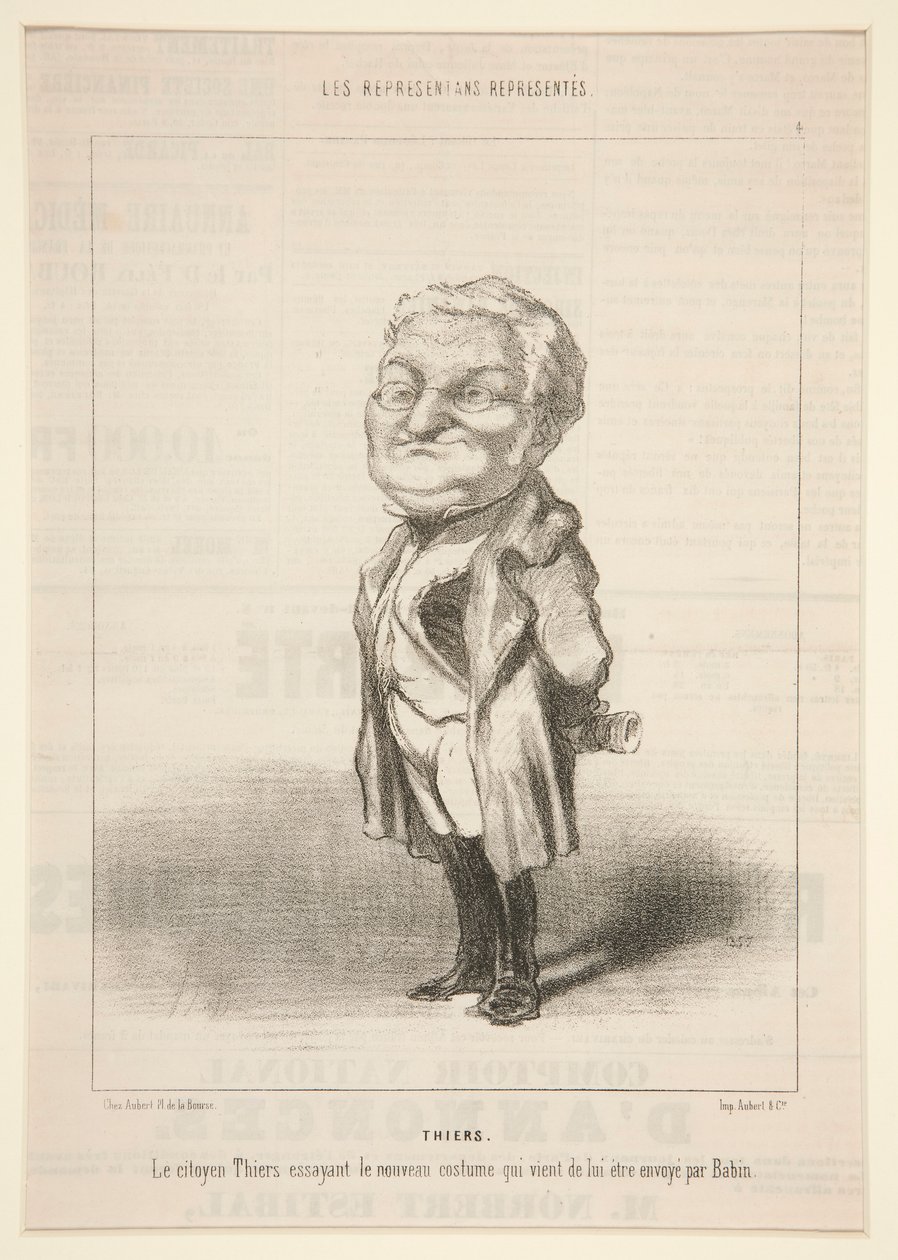 Thiers: il cittadino Thiers prova il nuovo costume che gli è stato inviato da Bavin da Honoré Daumier